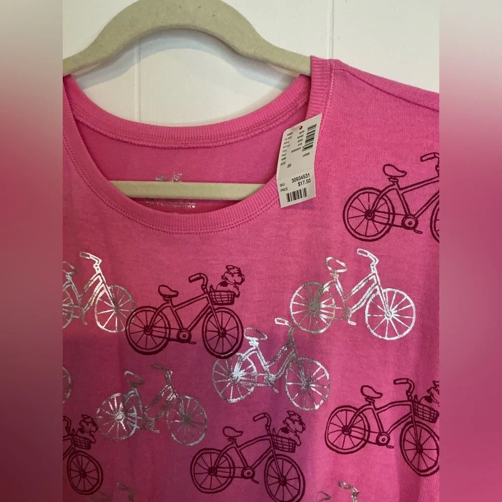 Justice Pink Long Sleeve Tees with Metallic‎ Embellishments